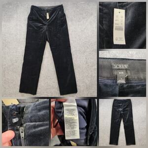 J Crew Kate Pants Womens 6 Black Velvet Stretch Straight Leg NWT BM747 HO22